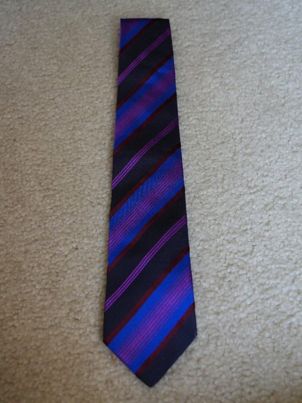 Men's Purple, Red, Blue, & Black Striped Etro Milan Tie - in excellent condition